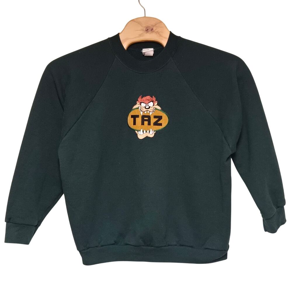 Vintage Taz Sweatshirt Men's Size XL Embroidered Green Rare USA Made 1997